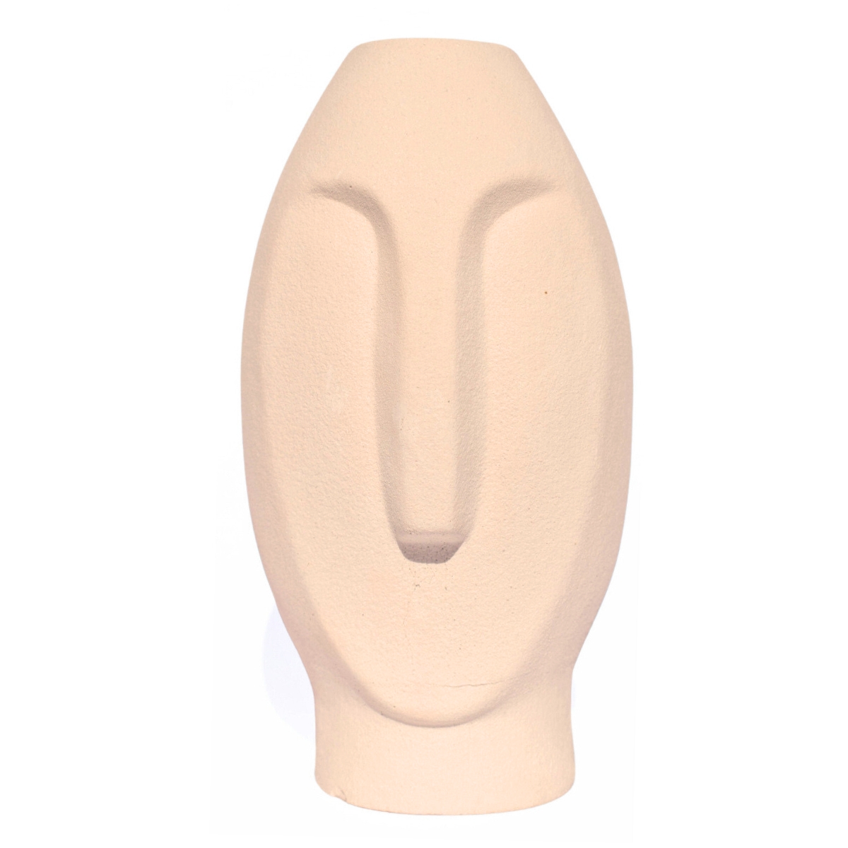 Vaso Decorativo Solitário Moai 18cm Artesanal Em Cimento - Palha