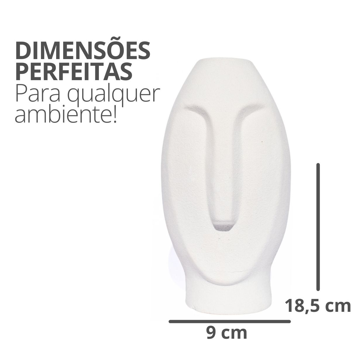Vaso Decorativo Solitário Moai 18cm Artesanal Em Cimento - Palha