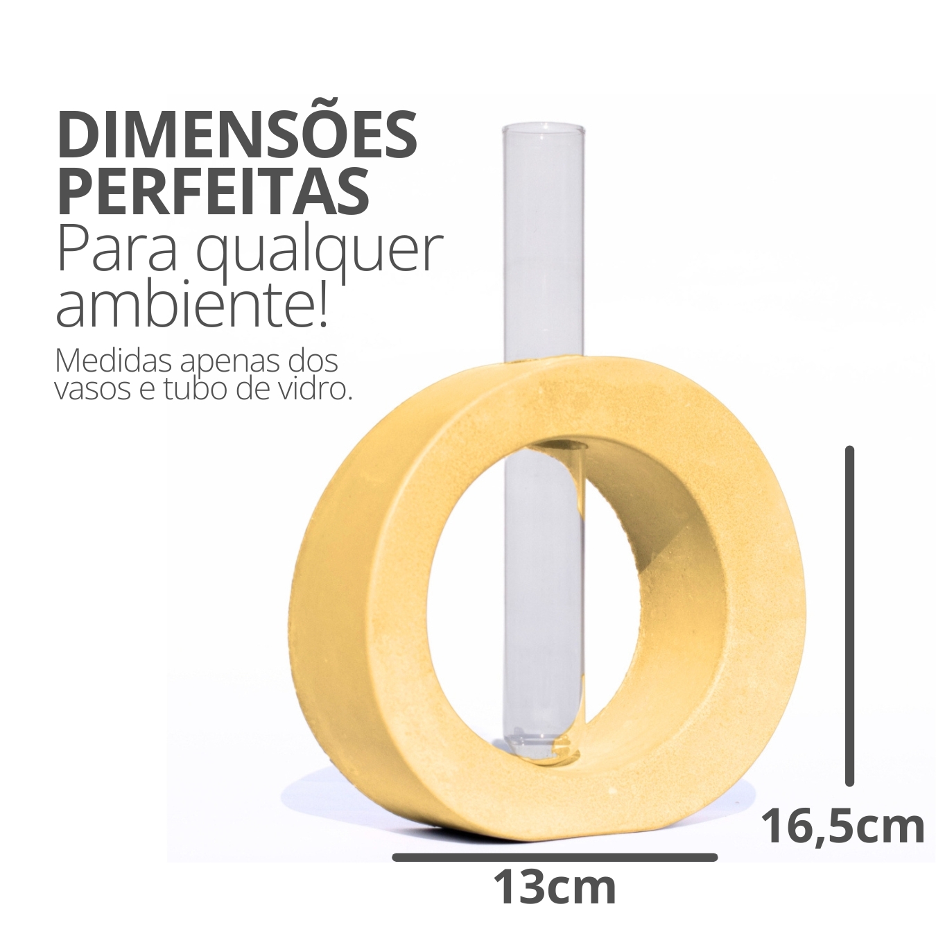 Vaso Decorativo Solitário Redondo 16,5cm Artesanal em Cimento - Amarelo