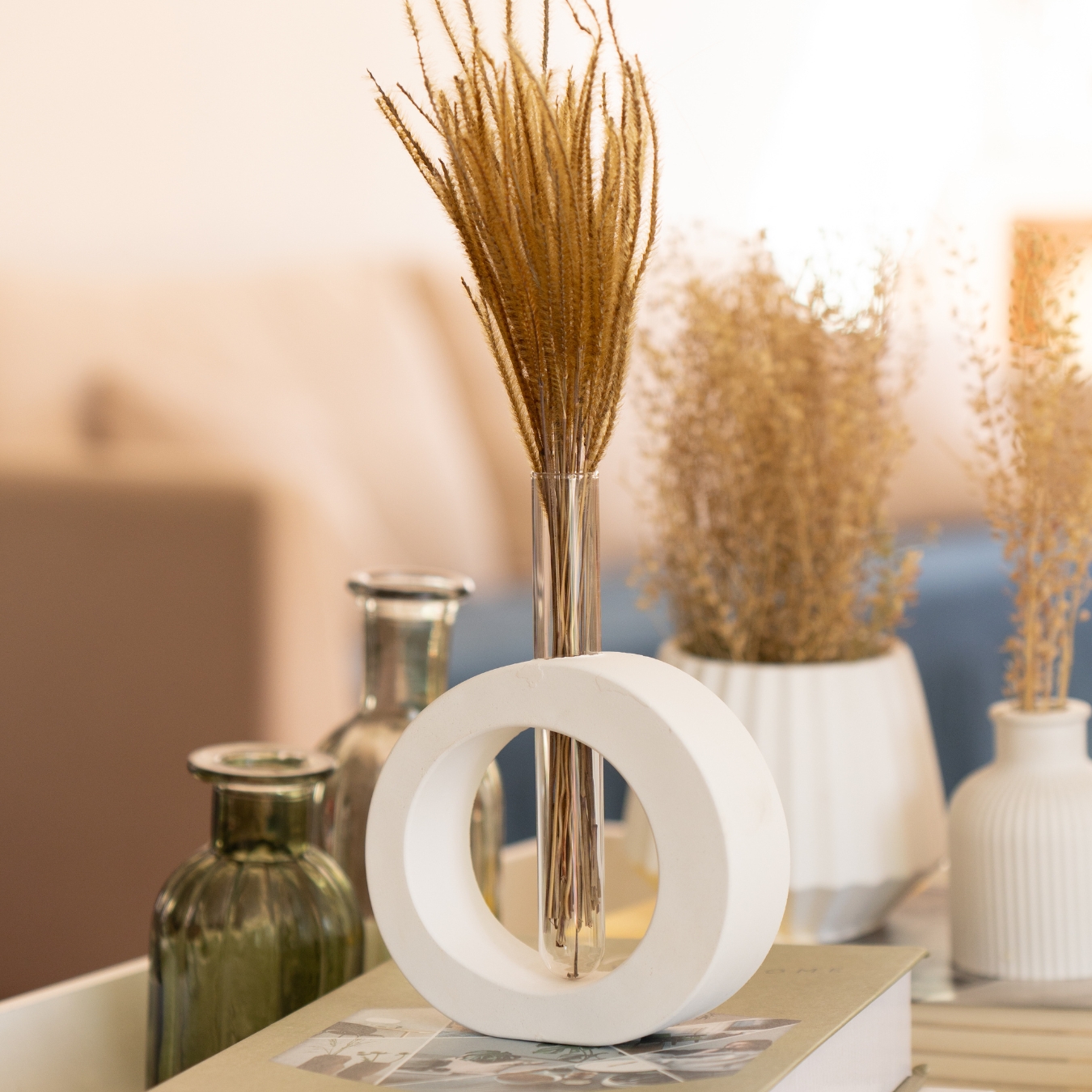 Vaso Decorativo Solitário Redondo 16,5cm Artesanal em Cimento - Cinza