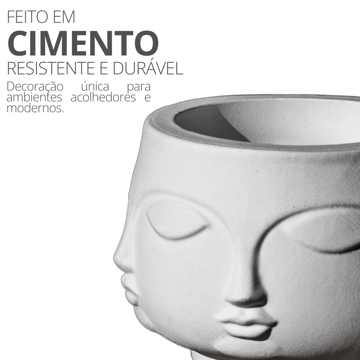 Vaso Decorativo Tarsila 10cm Artesanal Em Cimento - Branco