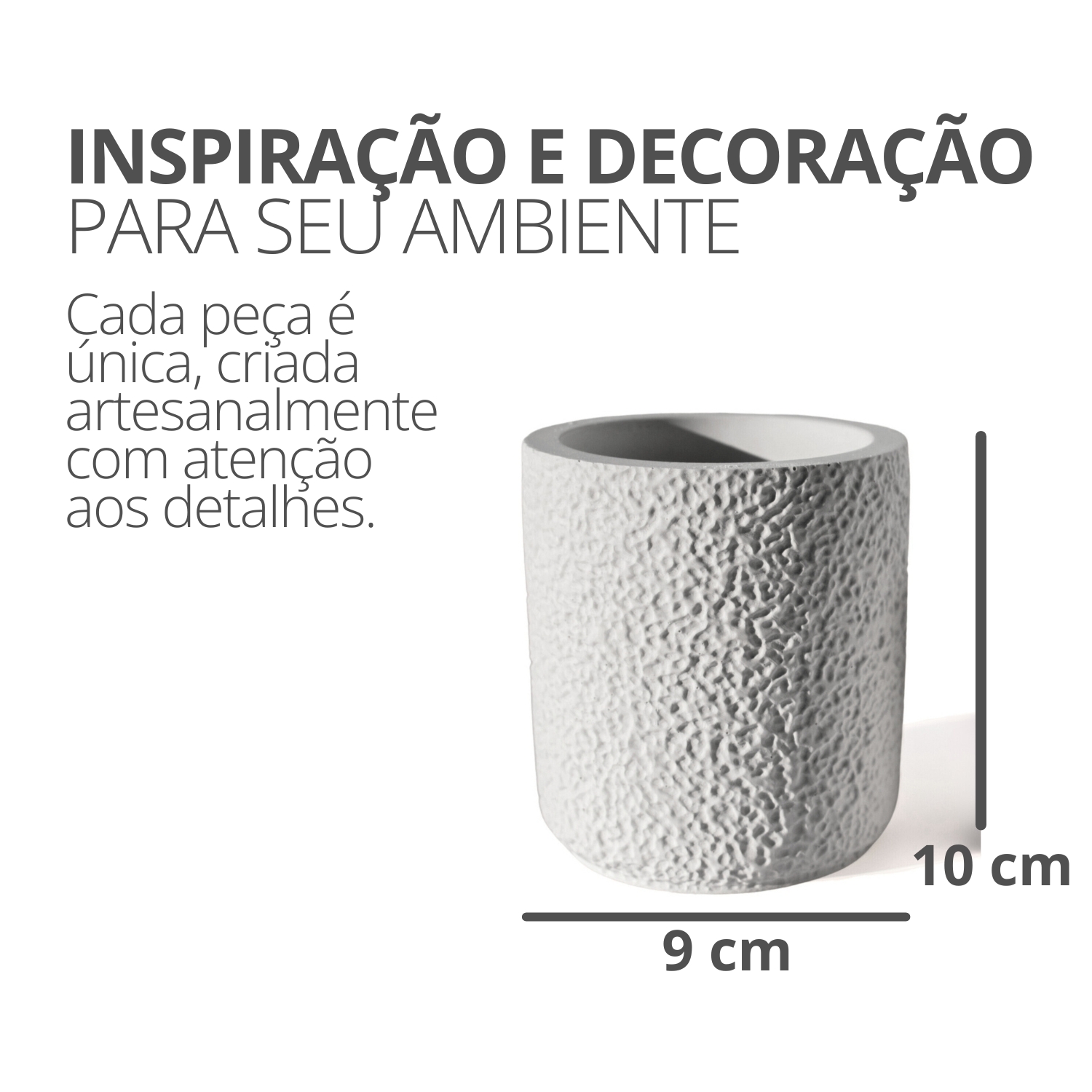 Vaso Decorativo Texturizado 10cm em Cimento Artesanal - Palha