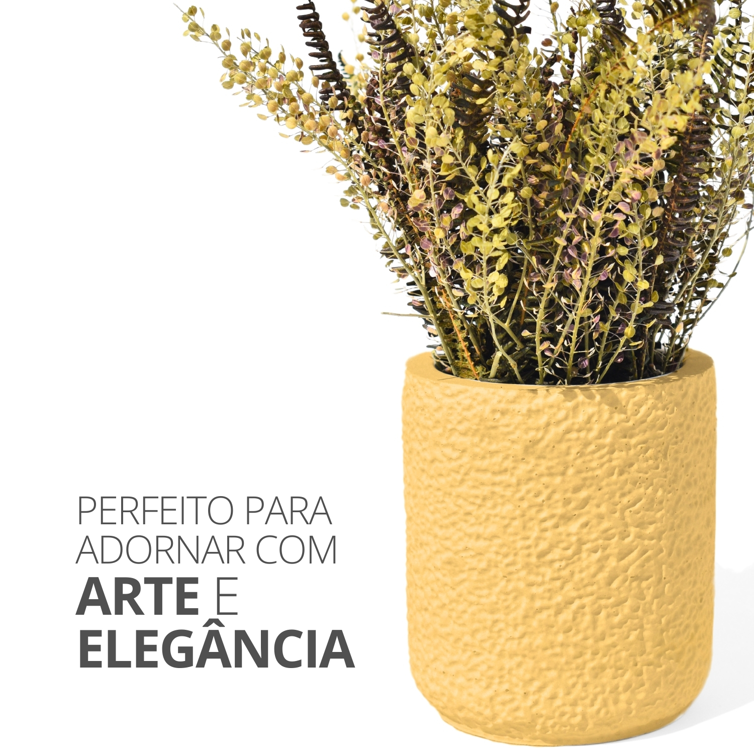 Vaso Decorativo Texturizado 10cm em Cimento Artesanal - Palha