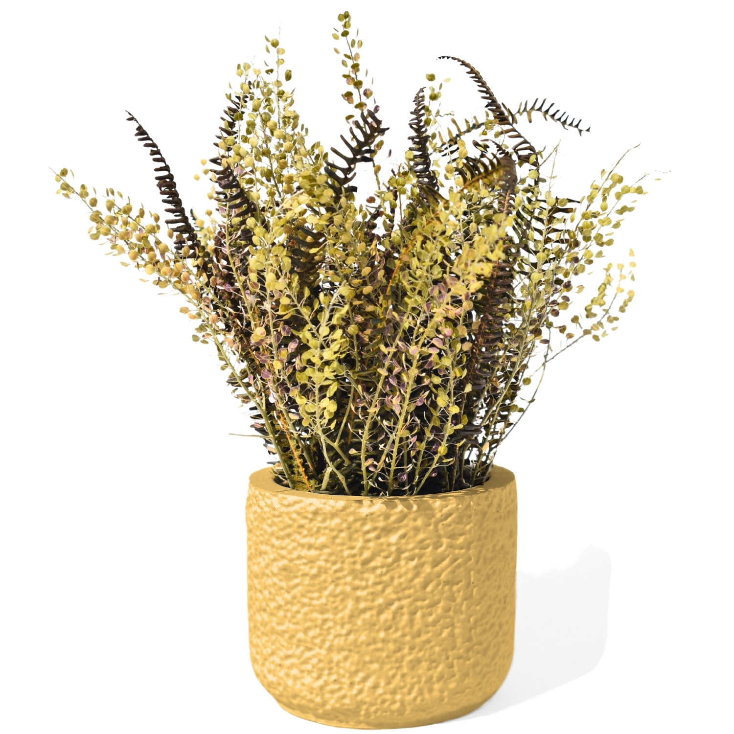 Vaso Decorativo Texturizado 9cm em Cimento Artesanal - Amarelo