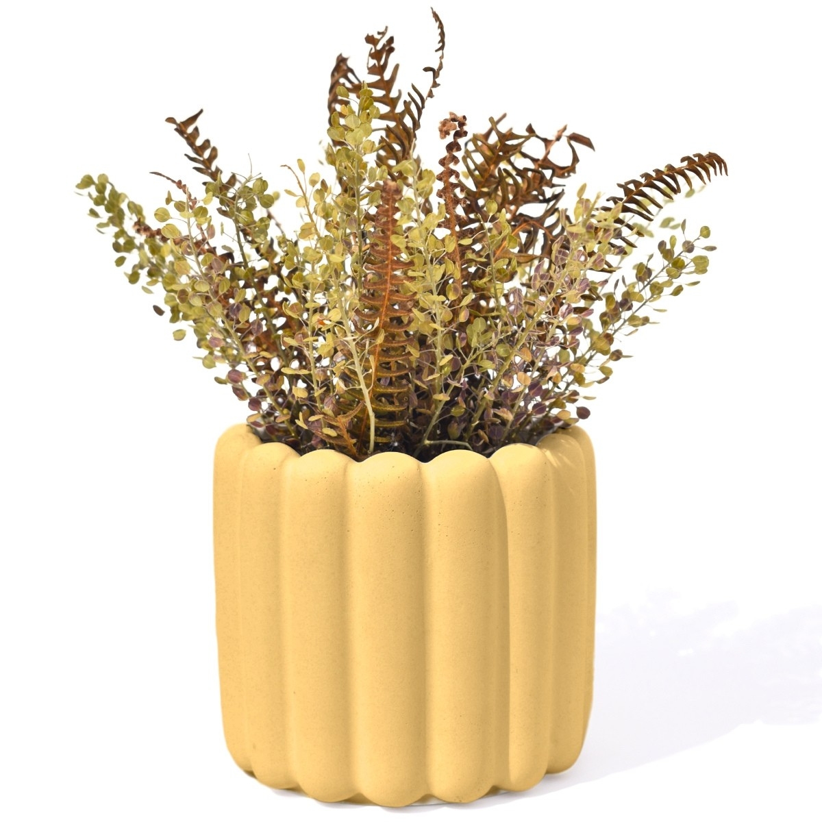 Vaso Decorativo Tulipa 8cm Artesanal em Cimento - Amarelo