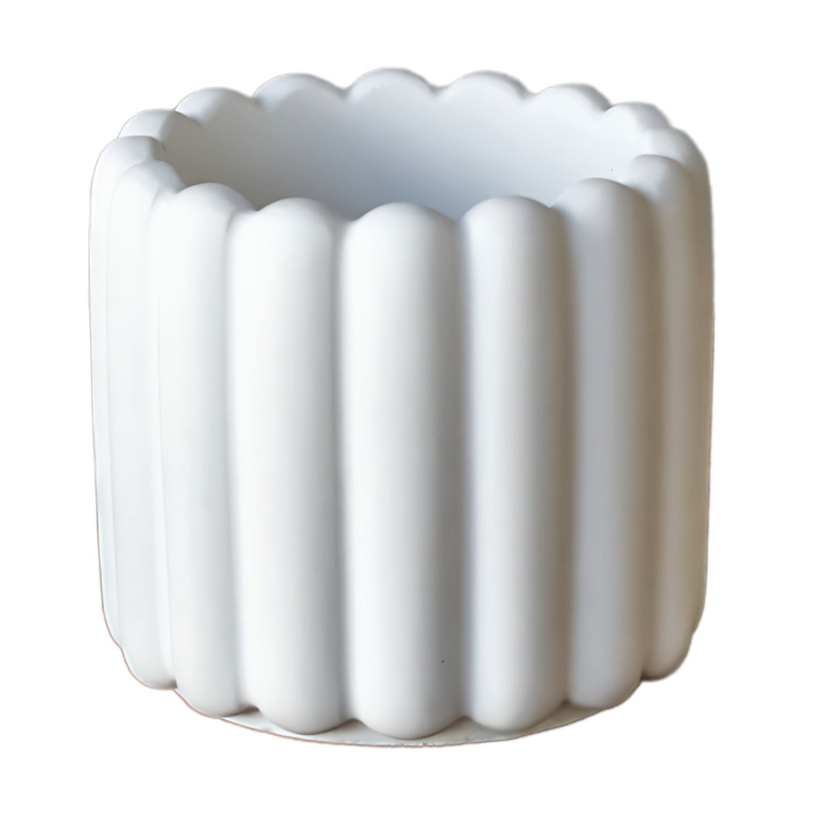 Vaso Decorativo Tulipa 8cm Artesanal em Cimento - Branco