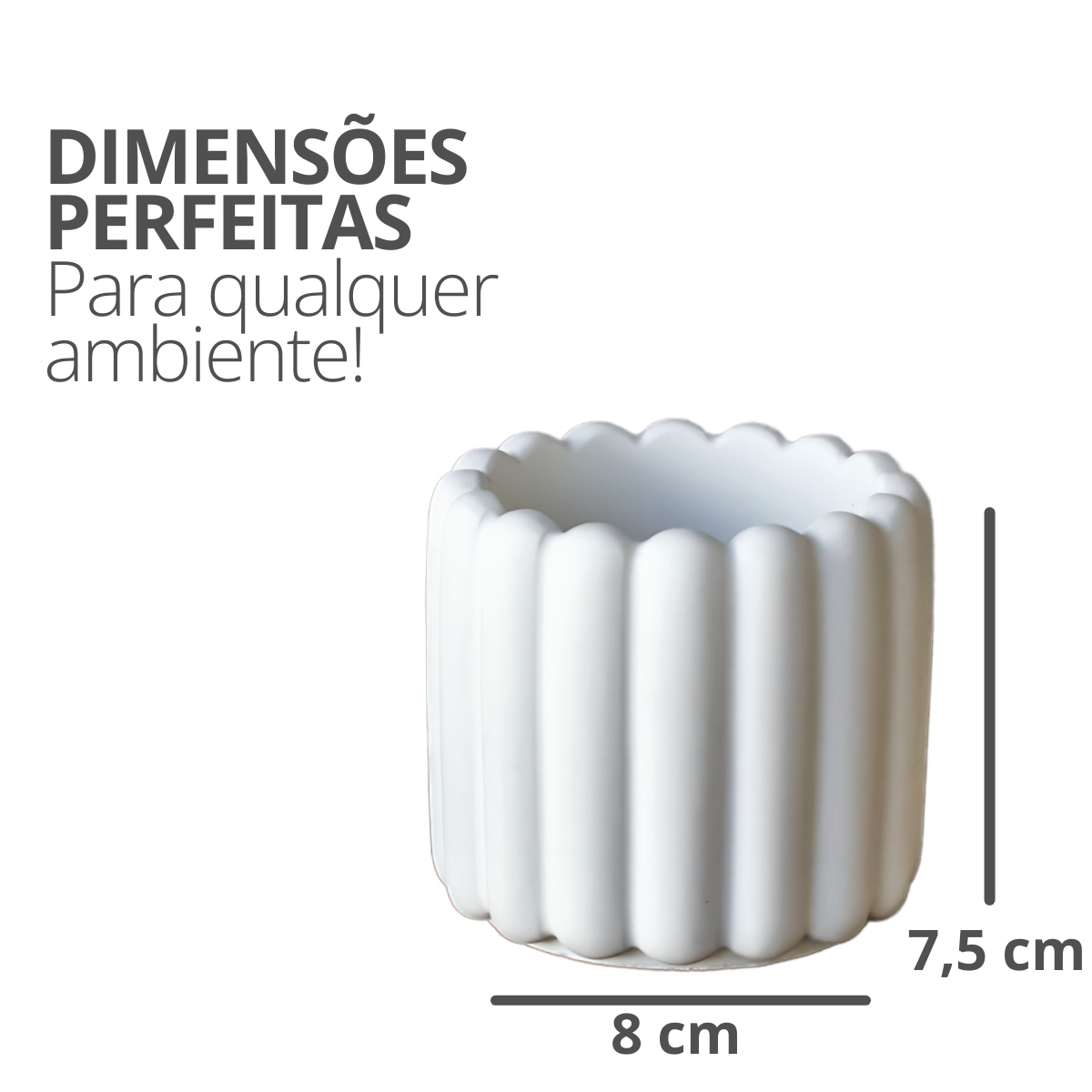 Vaso Decorativo Tulipa 8cm Artesanal em Cimento - Branco