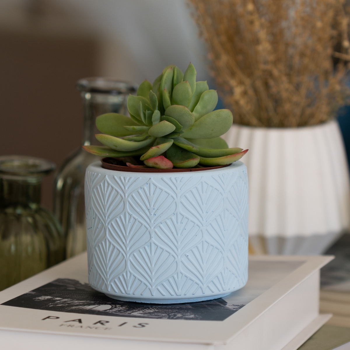 Vaso Estados Artesanal Decorativo 10cm Amazonas em Cimento - Azul