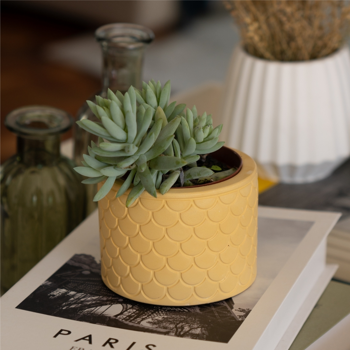 Vaso Estados Artesanal Decorativo 10cm São Paulo em Cimento - Azul