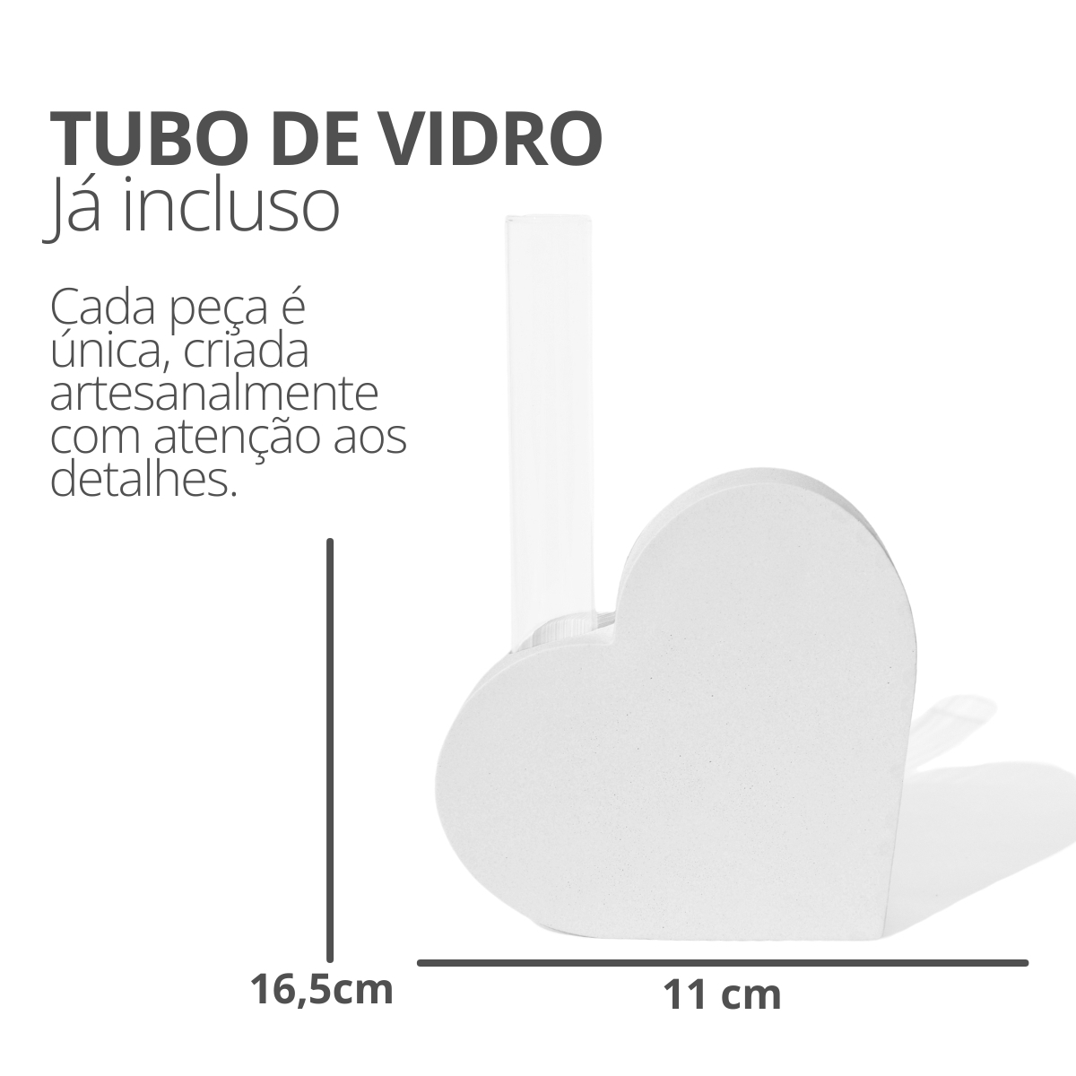 Vaso Solitário Hidropônico Coração Sólido 16,5cm em Cimento - Amarelo