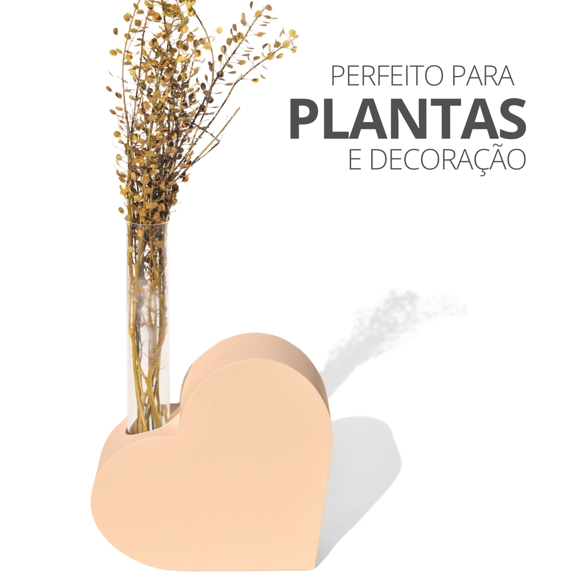 Vaso Solitário Hidropônico Coração Sólido 16,5cm em Cimento - Amarelo