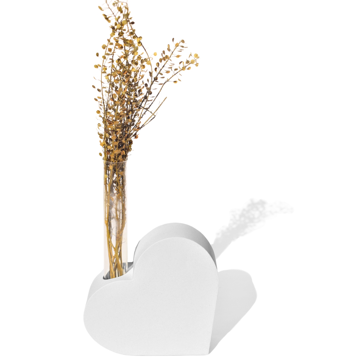 Vaso Solitário Hidropônico Coração Sólido 16,5cm em Cimento - Branco