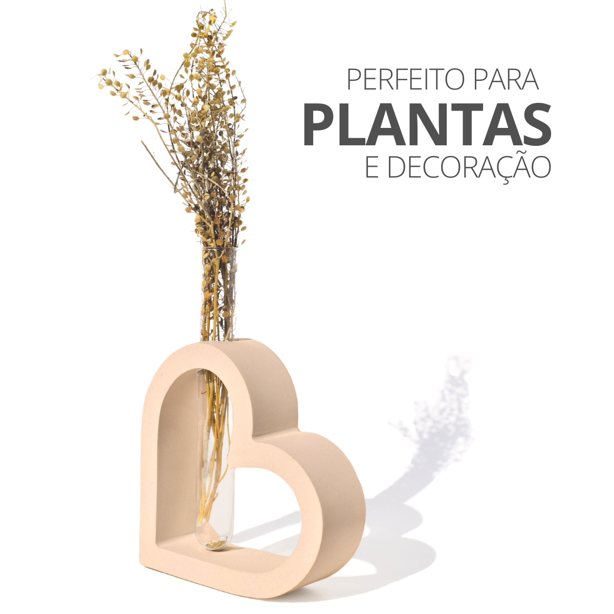 Vaso Solitário Hidropônico Coração Vazado 16,5cm em Cimento - Amarelo