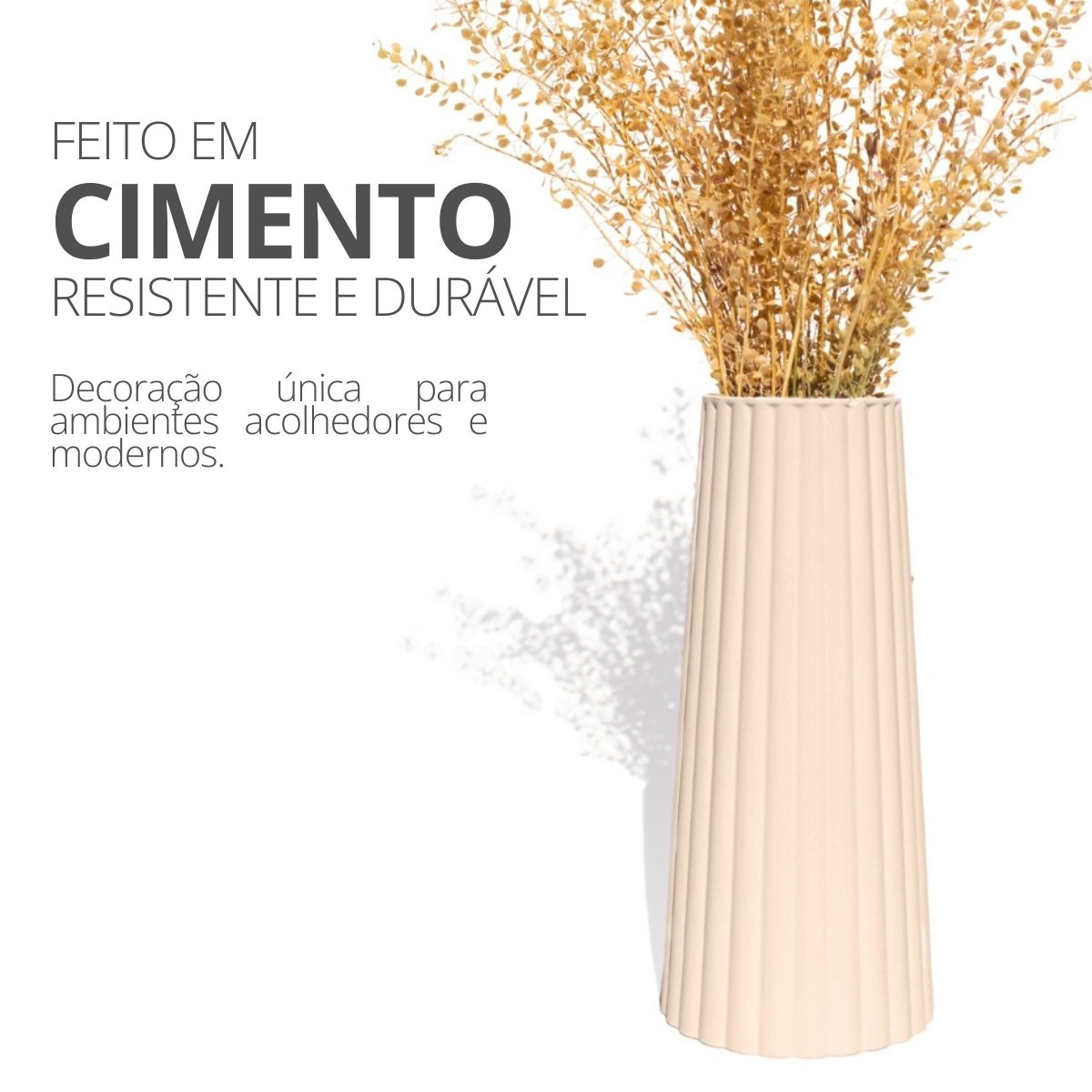 Vaso Solitário Listras 17,5x7,5cm Artesanal Em Cimento - Cinza