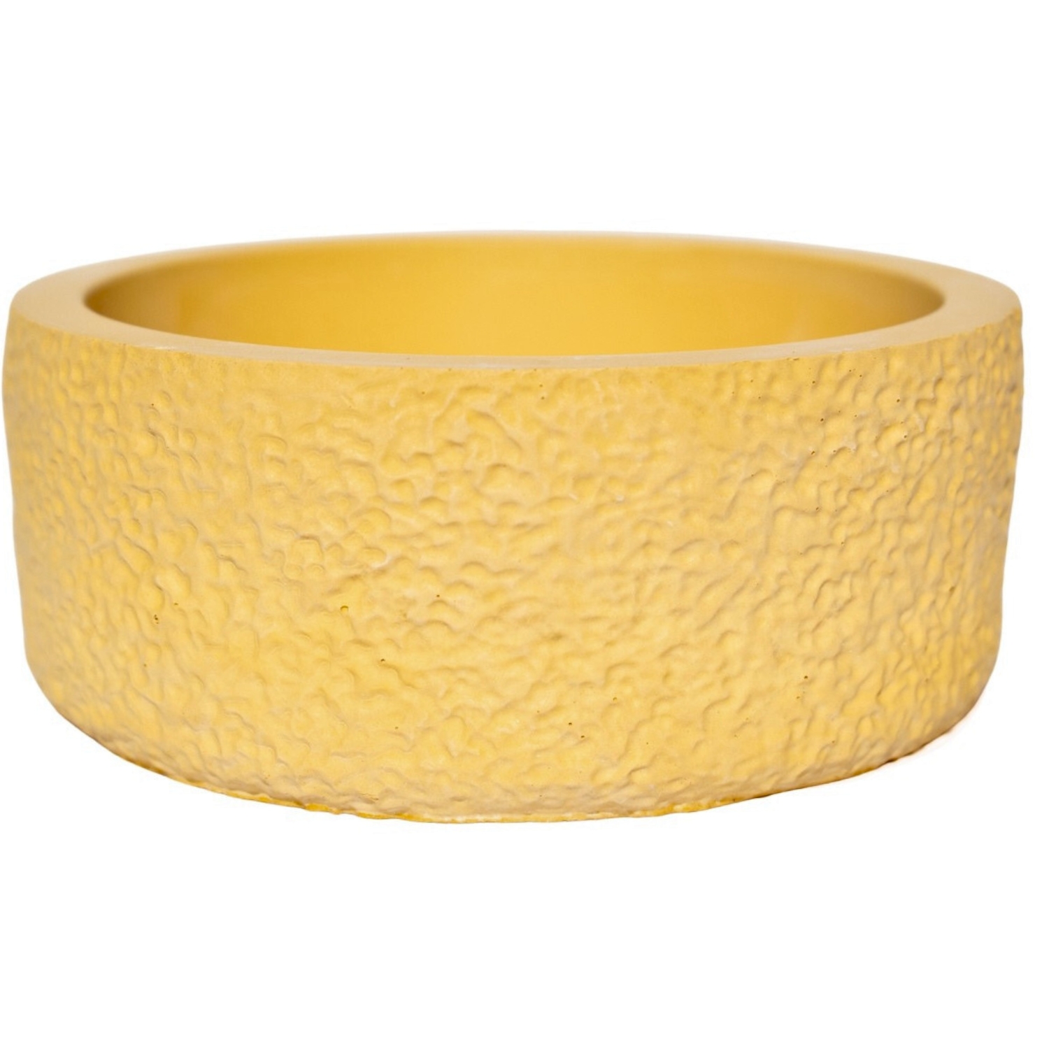 Vaso Texturizado Clássico M Baixo Artesanal 5,5x12,5cm Em Resina Mineral - Amarelo