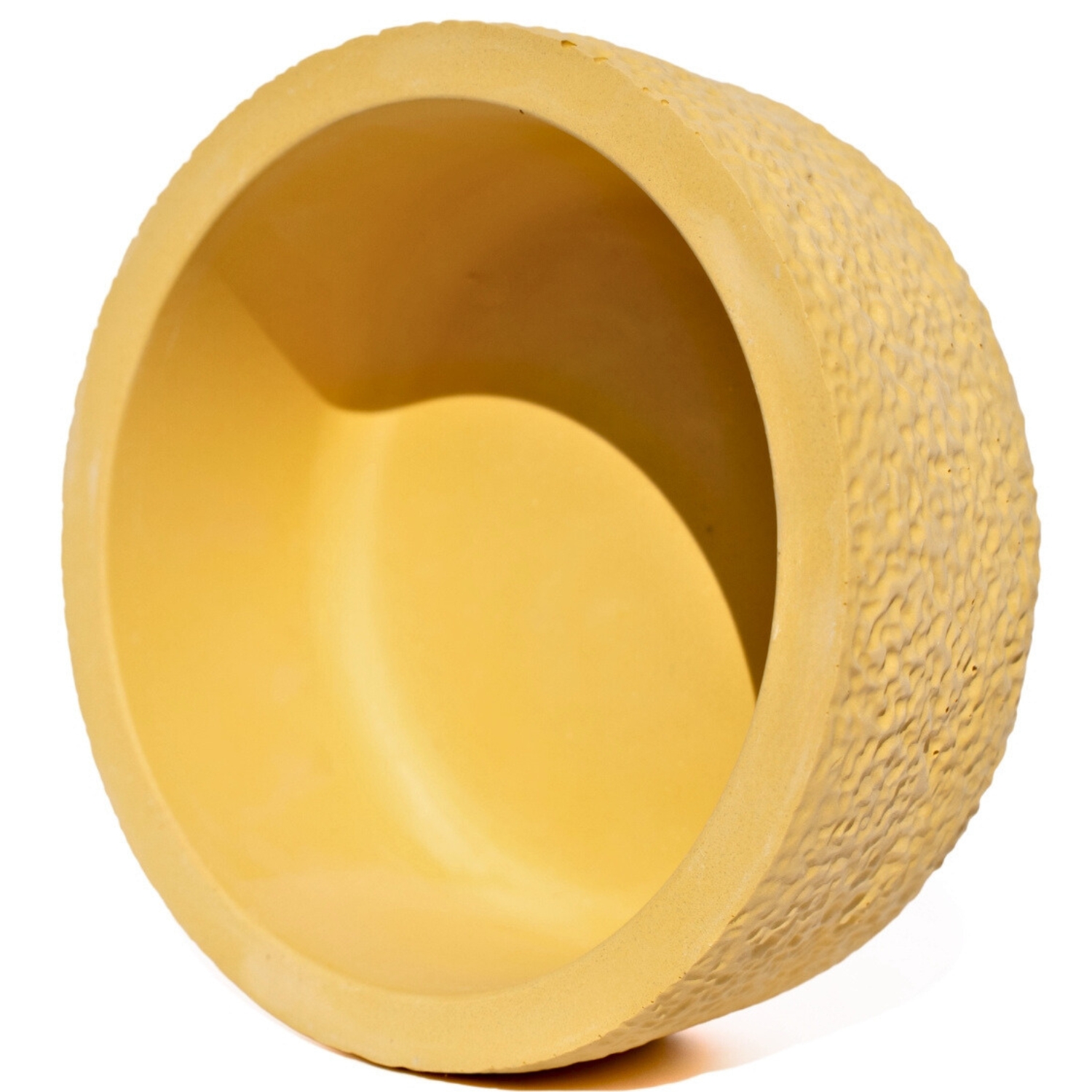 Vaso Texturizado Clássico M Baixo Artesanal 5,5x12,5cm Em Resina Mineral - Amarelo