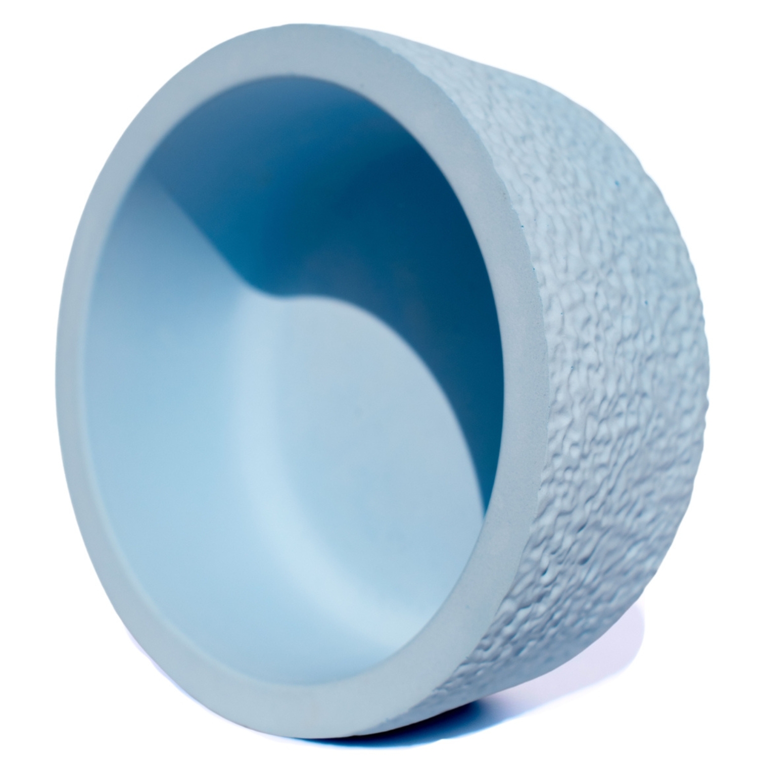 Vaso Texturizado Clássico M Baixo Artesanal 5,5x12,5cm Em Resina Mineral - Azul