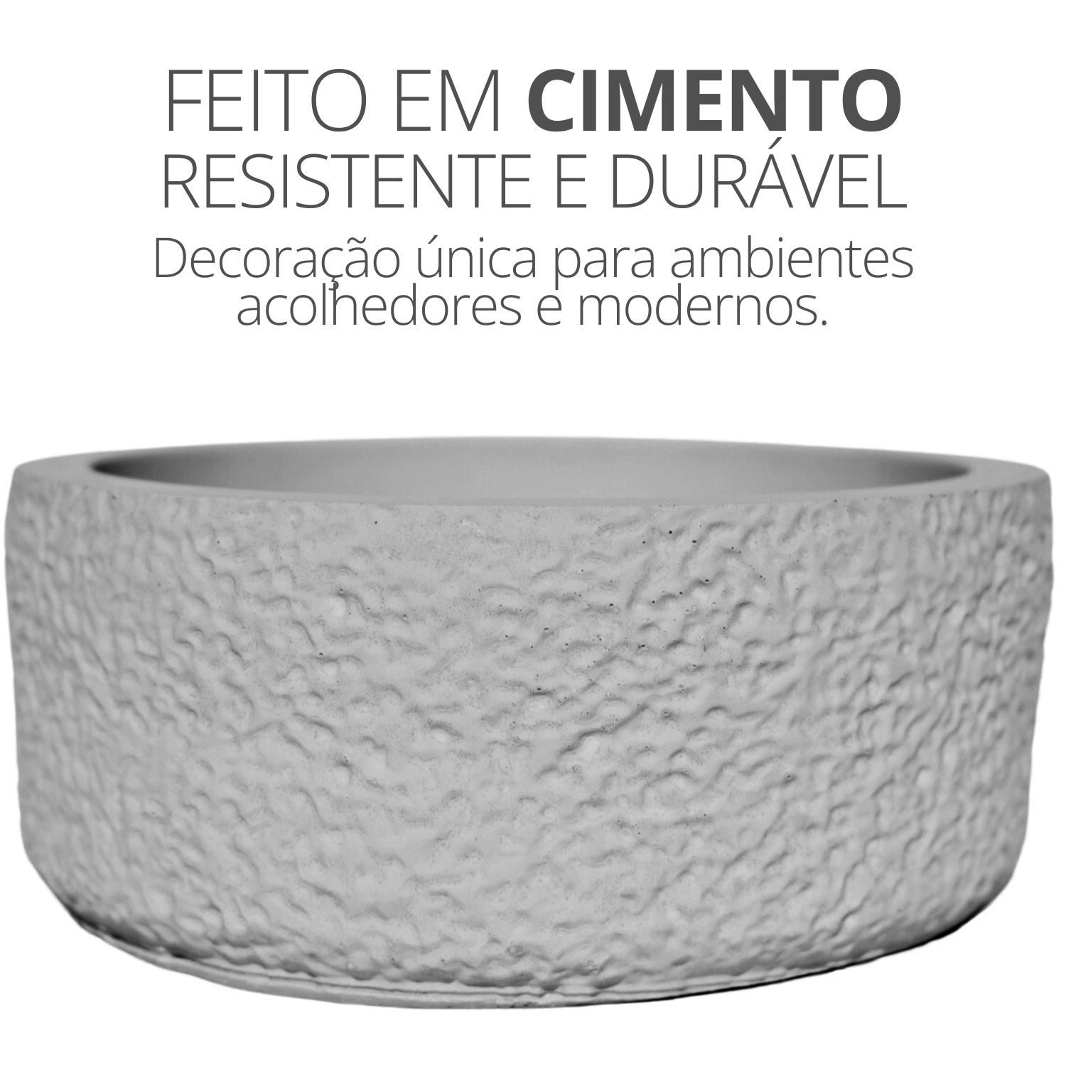 Vaso Texturizado Clássico M Baixo Artesanal 5,5x12,5cm Em Resina Mineral - Branco
