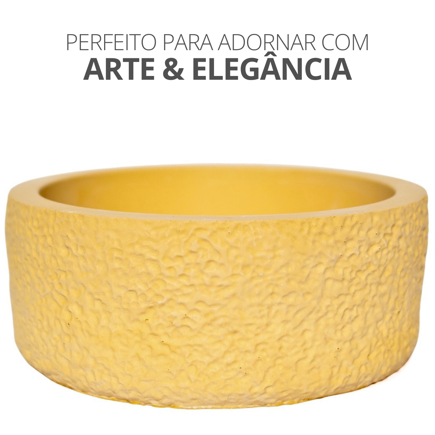 Vaso Texturizado Clássico M Baixo Artesanal 5,5x12,5cm Em Resina Mineral - Branco