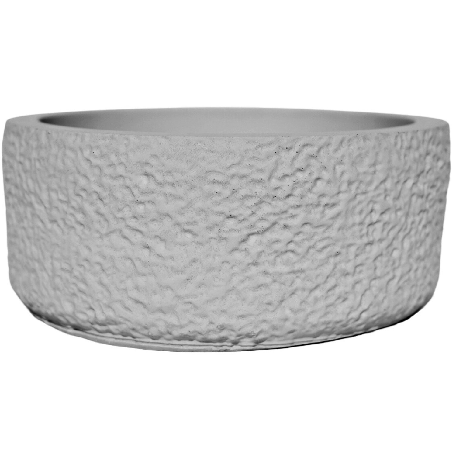 Vaso Texturizado Clássico M Baixo Artesanal 5,5x12,5cm Em Resina Mineral - Cinza