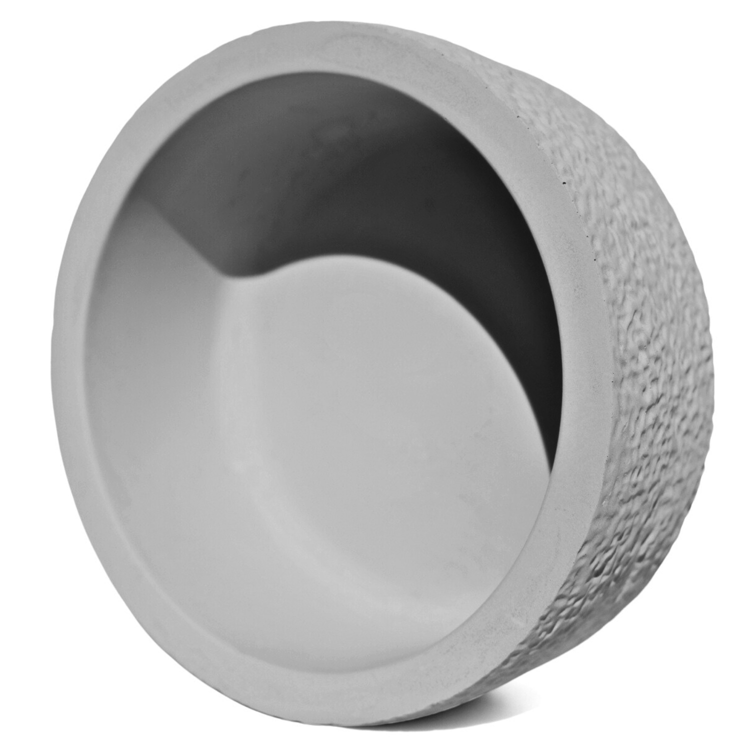 Vaso Texturizado Clássico M Baixo Artesanal 5,5x12,5cm Em Resina Mineral - Cinza