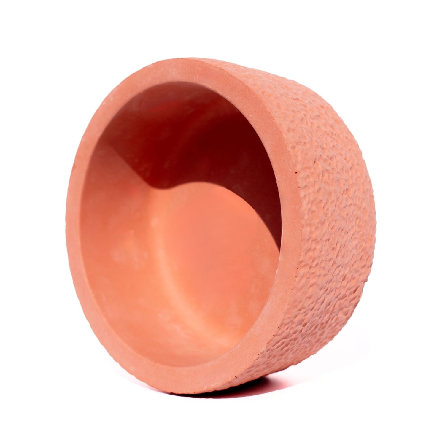 Vaso Texturizado Clássico M Baixo Artesanal 5,5x12,5cm Em Resina Mineral - Vermelho