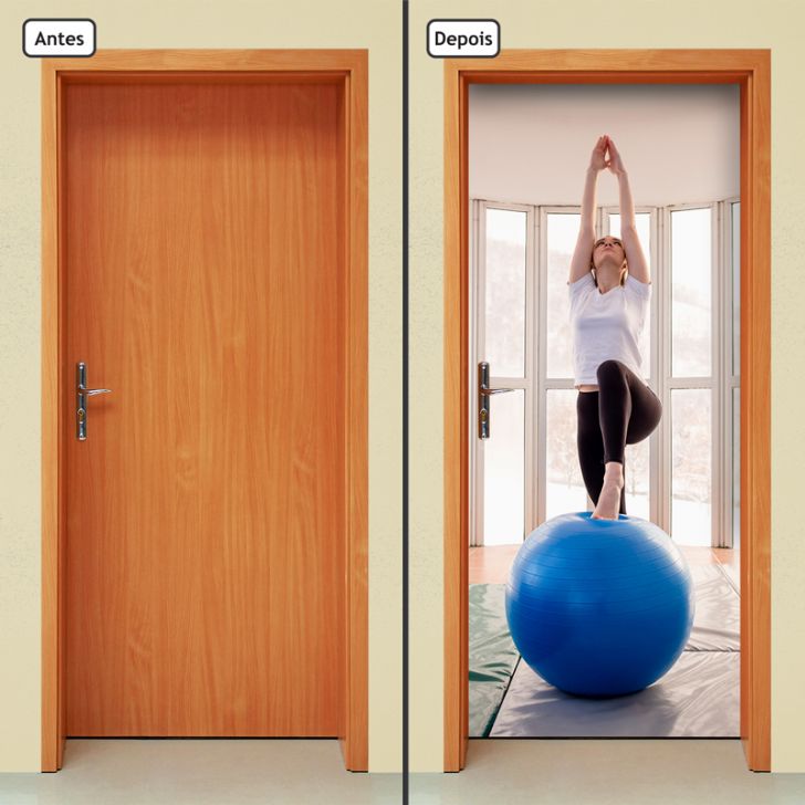 Adesivo Decorativo De Porta - Fitness - Pilates - 2157cnpt