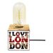Abajur Mini Cubo Wood Base E-27 - I Love London