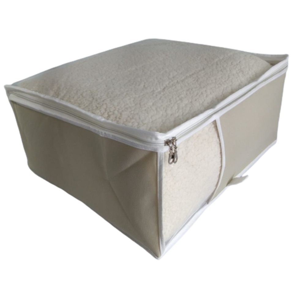 Caixa Organizadora Guarda Roupa Tam G Nylon PVC Creme