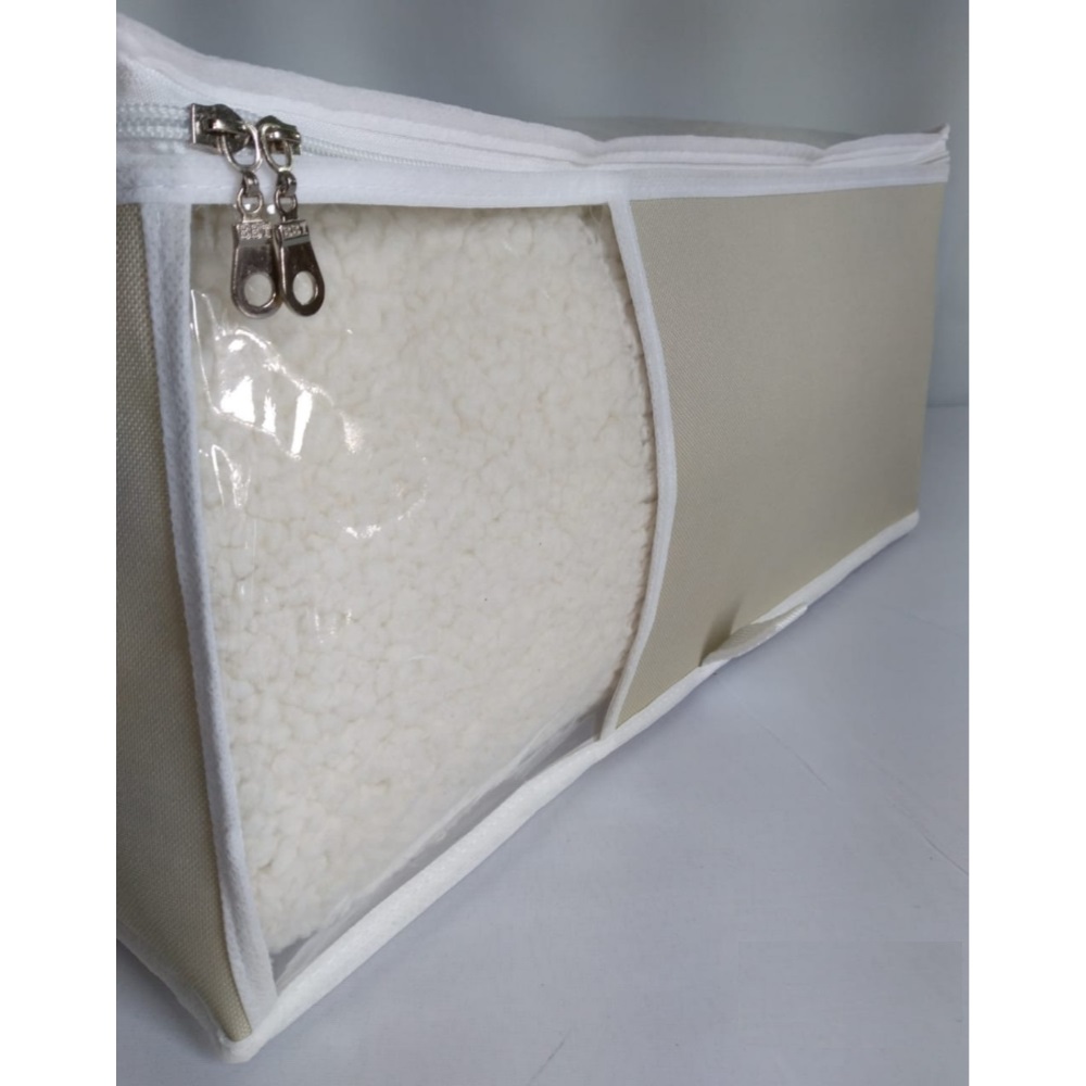 Caixa Organizadora Guarda Roupa Tam G Nylon PVC Creme