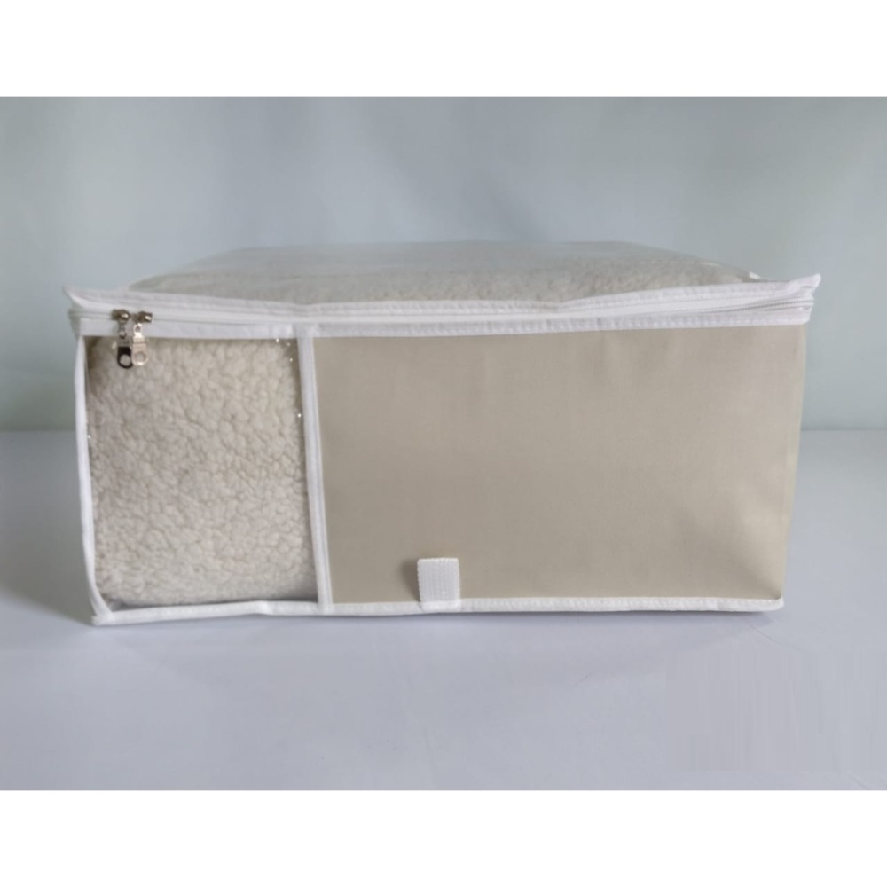 Caixa Organizadora Guarda Roupa Tam G Nylon PVC Creme