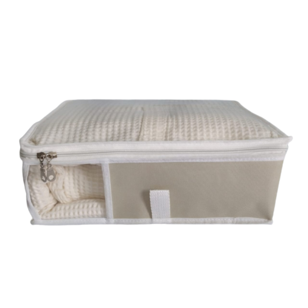 Caixa Organizadora de Mala Tam P Nylon PVC Creme luxo
