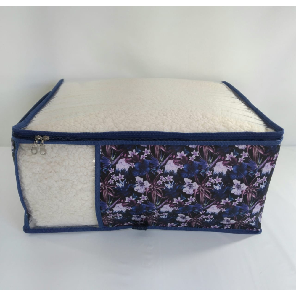 Caixa Organizadora para Edredom Tam G Nylon PVC Floral Az