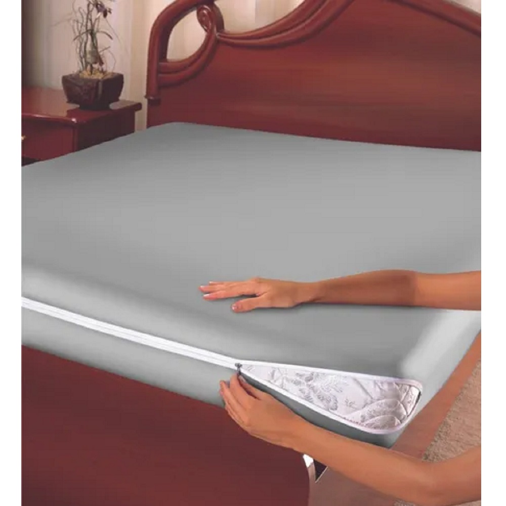 Capa para Colchão Casal com zíper lavável 188x138cm Bege