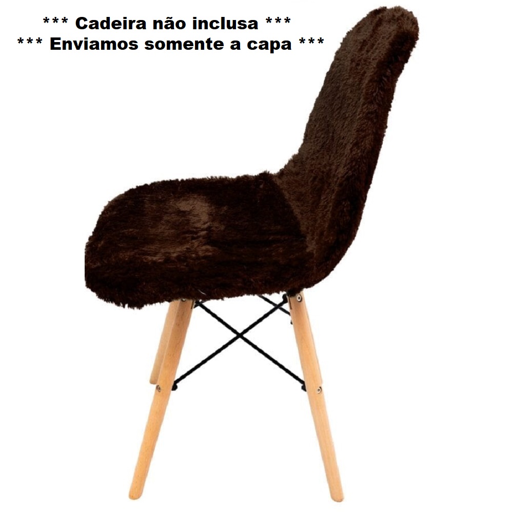 Capa para cadeira eames eiffel felpuda Marrom premium