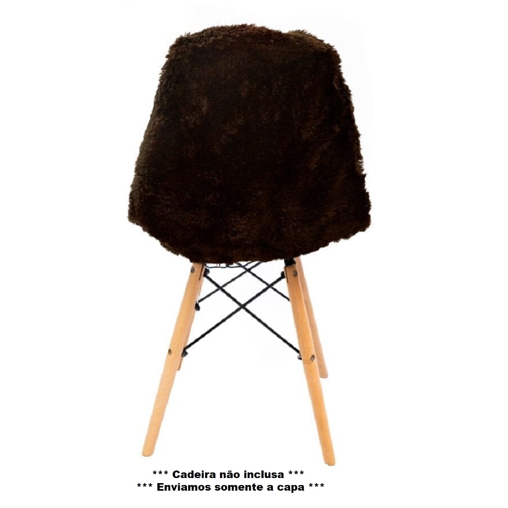 Capa para cadeira eames eiffel felpuda Marrom premium