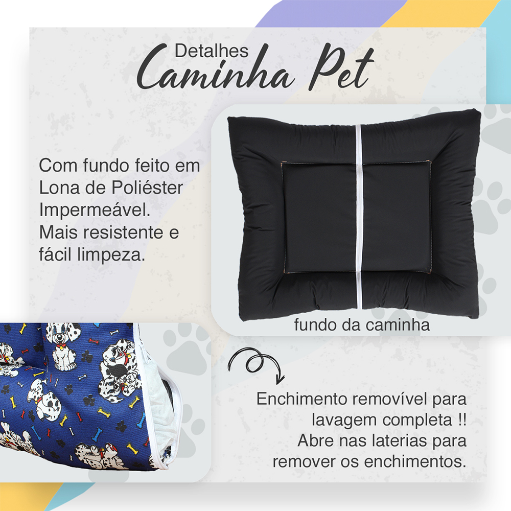 Colchonete cama Pet G 82X60 Azul Com Zíper premium c1