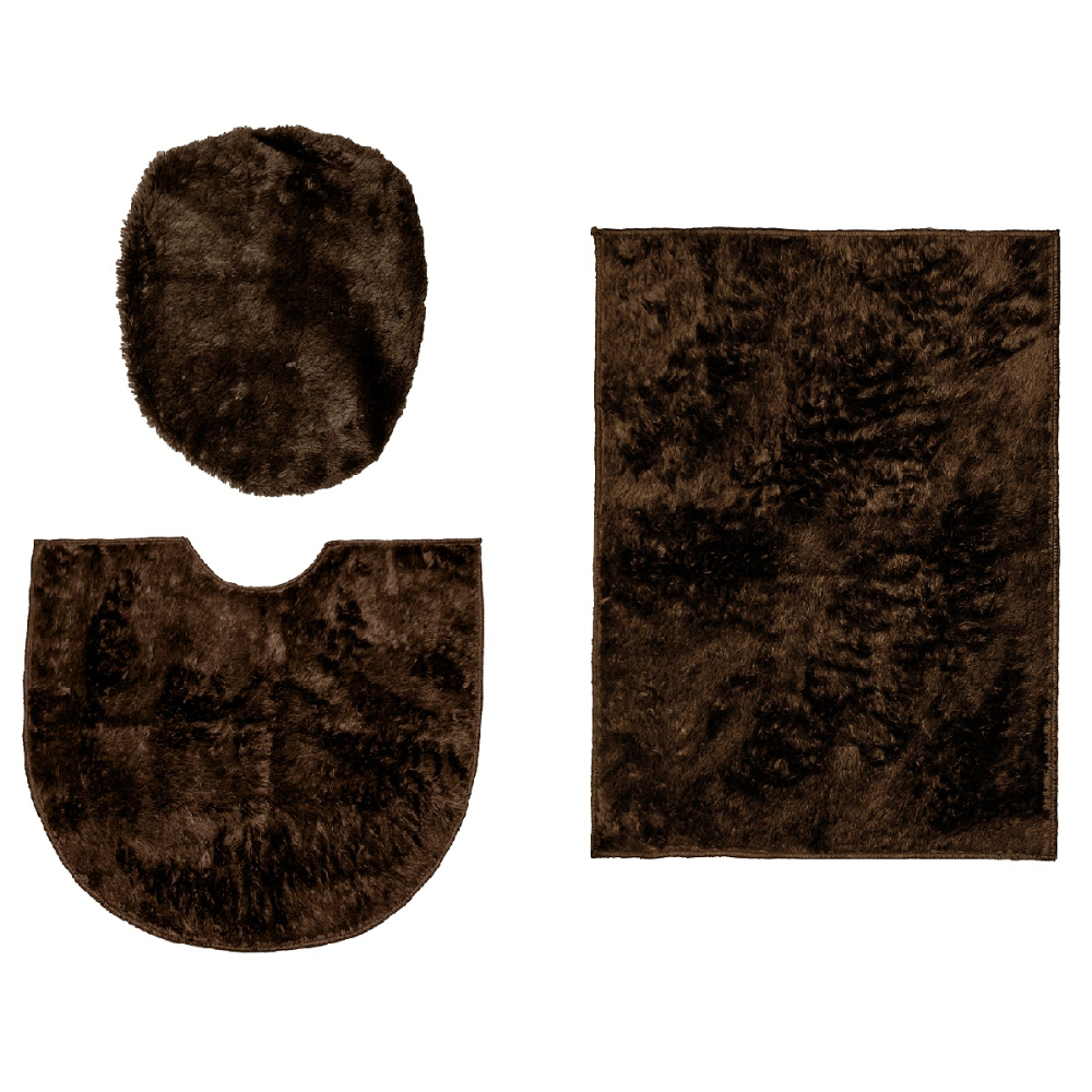 Conjunto 3 peças banheiro Marrom Shaggy Pelo baixo 18mm B