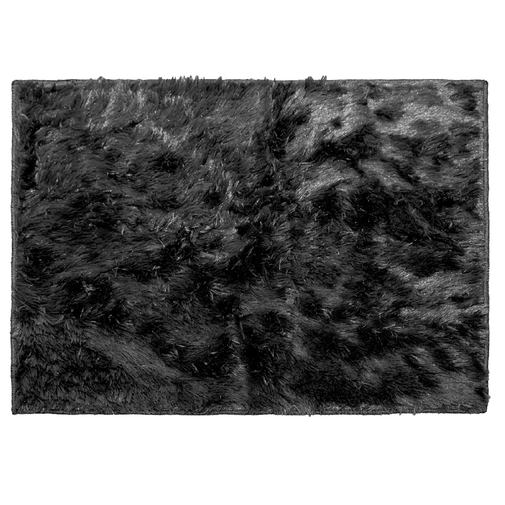 Conjunto de banheiro 3 peças Preto Shaggy Antialérgico LuxoA