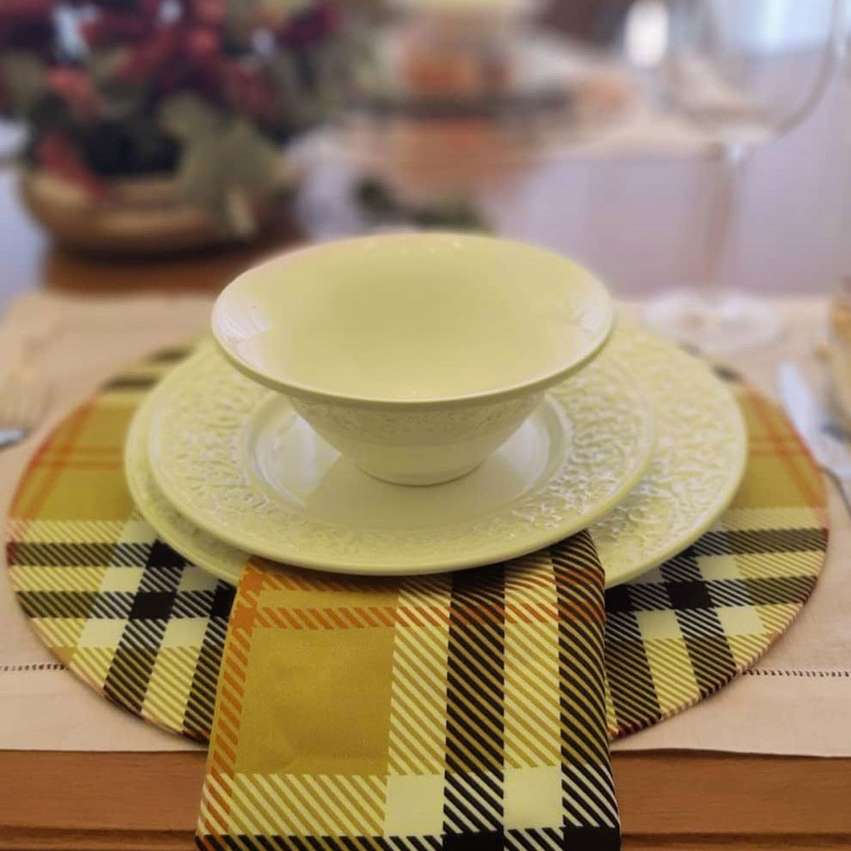 Guardanapo mesa tecido estampado 45x45cm xadrez luxo premium