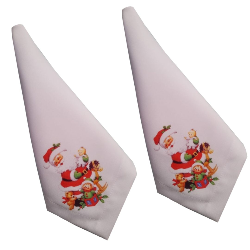 Jogo 2 Guardanapo mesa decorado 45x45 Papai Noel luxo premium
