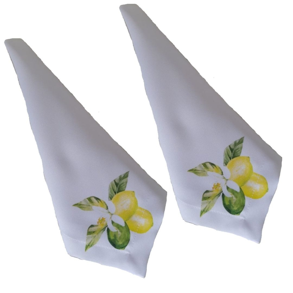 Jogo 2 Guardanapo tecido estampado 45x45 Limões luxo premium