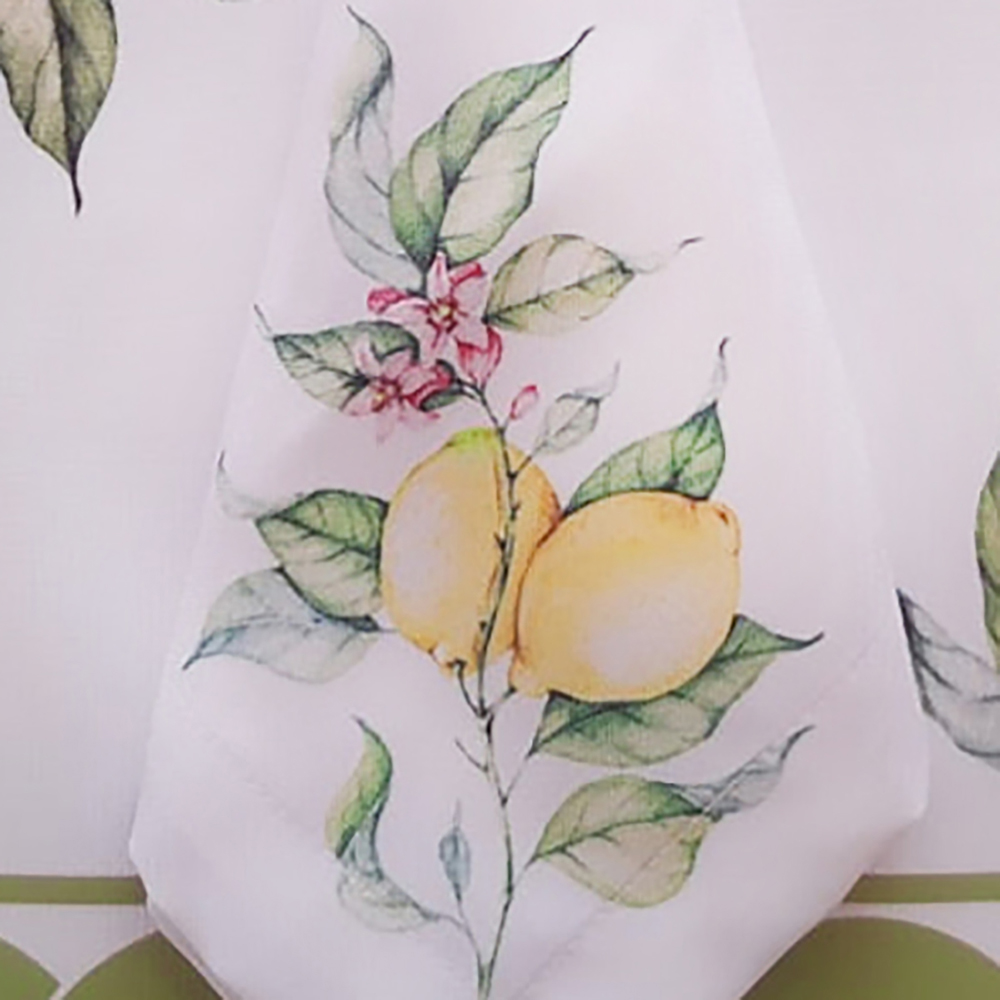 Jogo 2 Guardanapo tecido estampado 45x45 Limões luxo premium