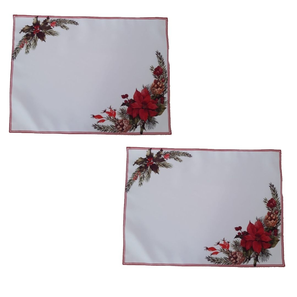 Jogo 2 Lugar Americano mesa premium decorado 50x37 Folhas