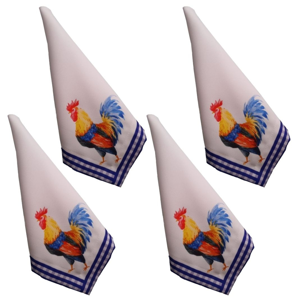 Jogo 4 Guardanapo mesa decorativo 45x45 Galo designer azul