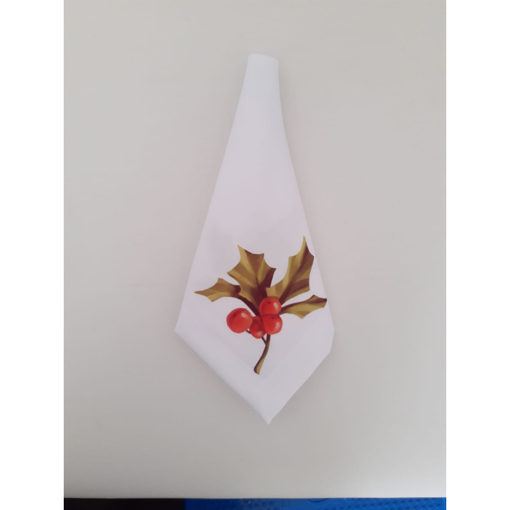 Jogo 4 Guardanapo tecido decorado 45x45 Cereja luxo premium