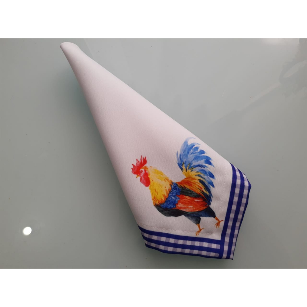 Jogo 4 Guardanapo tecido estampado 45x45 Galo luxo premium