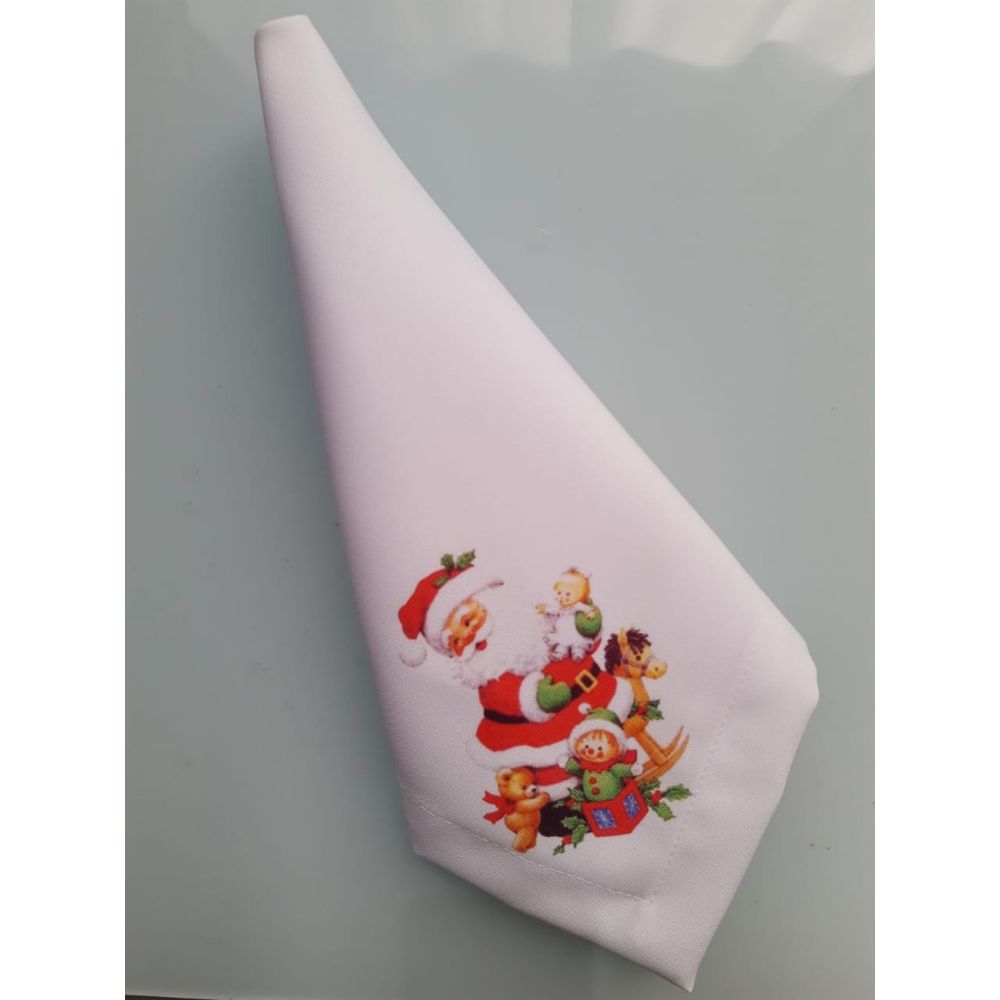 Jogo 4 Guardanapo tecido estampado 45x45 Papai Noel luxo premium