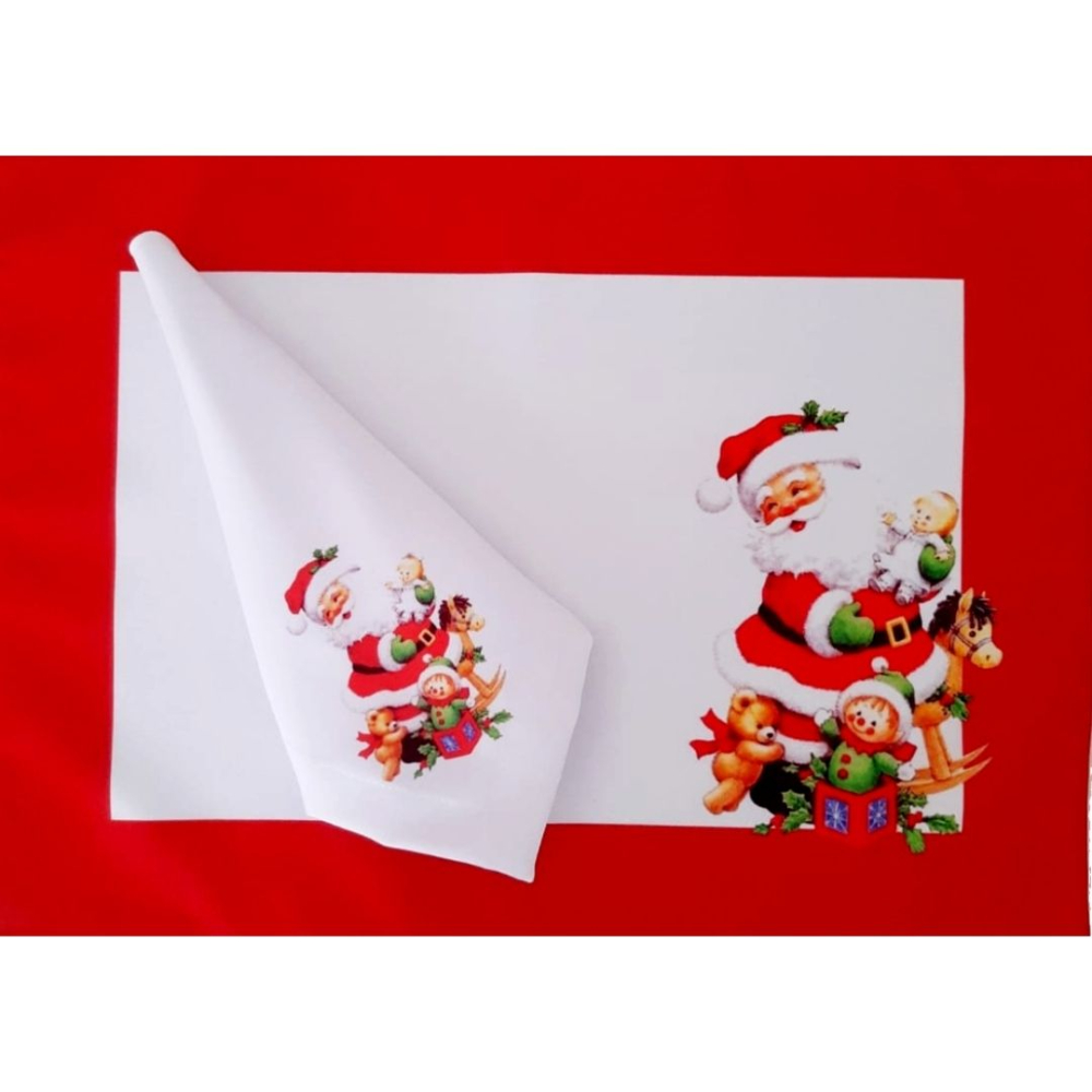 Jogo 4 Lugares Americanos + guardanapo Papai Noel mesa posta