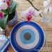 Jogo 4 capas sousplat mesa decorativo 35x35 Olho Grego designer azul